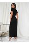 Women's Short Sleeve V-Neck Front Button Detailed Long Camisole Dress - 5
