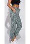 Women's High Waist Carrot Cut Stretchy Textured Pants with Elastic Waist and Lace-Up Casual Comfortable Pants - 2