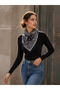 Women's Black Leopard Patterned Cotton 70X70 Imported Scarf Flr6024