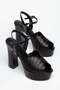 Black Women's Platform Heeled Evening Dress Shoes Leaf Model Stoned