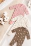 Baby Girl 3-Piece Jumpsuit Set with Booties Cotton 0-3 Months Zipper Set 3 Pieces Newborn Gift - 2
