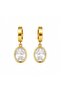 Oval Zircon Stone Dangle Gold Steel Earrings - 2
