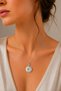 316L Steel Silver Color Chain Medallion Zircon Stone Embroidered Crescent Star Model Women's Necklace - 2