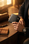 Genuine Leather Magnetic Black Men's Wallet - with 6 Card Holders and Id Compartment I - 3