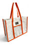 Large Size Waterproof Pilsa Beach Shoulder Bag - White (with Orange Piping)