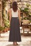 Trend42Plus Brown Long Crush Skirt with Rubber Detail at the Waist (Size Range 36-48) - 5