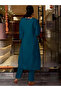 Teal Silk Blend Embroidered Kurta Set - TRT1206 | Teal-Size:L-40-Inches - 5