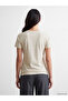   Beige Crew Neck Women's T-Shirt - 4