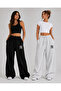 2-Piece Hijab Bottom Set (Black-Grey) Ny Printed Women's Sweatpants