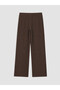 Özmarka New Season Brown Textured Women's Trousers with Elastic Waist - 6