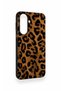 Samsung A27 Compatible Dark Leopard Leather Patterned Silicone Case - 2