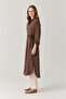 Belted Button Detailed Flowy Brown Tunic 1653 - 2