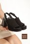 Black Suede Genuine Leather Platform Heeled Sandals Perforated Thick Strap Summer Shoes Dadya - 3