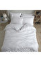 Eco Lounge Double Striped Duvet Cover Set White - 2