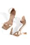Rose Copper High Goblet Heeled Sandals Single Strap Evening Dress Shoes Middle - 4