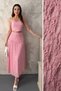 Women's Pink Bottom - Top Set Suspender Lace Crop Blouse and High Waist Ruffle Long Skirt Set - 3