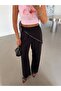 Modal Palazzo Trousers with Shawl Detail - Black - 2