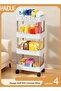 4 Level Kitchen Shelf White Storage Shelf With Universal Wheel For Easy Movement