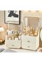 Makeup Organizer and Dustproof Storage Boxes with Drawers - Cosmetics Organizer for Dresser, Bathroom and Bedroom, White - 3