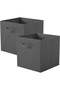 Foldable fabric cube storage box, 13-inch cube organizing basket, gray, 2-pack
