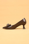 Women's Short Heeled Bowknot Orthopedic Evening Dress Shoes High Heels - 6