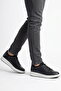 Navy Blue Genuine Leather Rubber Laced Comfortable Sole Men's Casual Shoes 4190 m