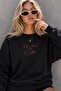 Women's Oversize Sweatshirt Hotter Mood 3D Printed Black – Crew Neck, 3 Thread Raster Fleece