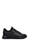 حذاء رياضي كاجوال من الجلد ذو نعل سميك ورباط أسود للرجال WM720011DV