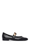 Women's Black Buckle Leather Ballerinas Af180006Dv