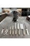 9-Piece Kitchen Knife Set with Storage Block, Scissors, Peeler & Sharpener, Ultra-Sharp Chef Knives for Meat & Vegetable Prep, Ergonomic Handle Cooking Cutlery Set for Home Kitchens & Chefs