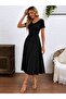 Women's wide v-neck ruched detail long sandy dress - 2