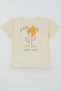 Boy's Short Sleeve T-Shirt with Desert Themed Cactus Back Print Detail, Ages 1.5-5, Cream - 2