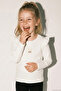 Girl's Long Sleeve T-Shirt with Rabbit Appliqué and Ruffles, Ages 2-6, Ecru - 2