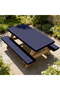 3-Piece Patio Table & Chair Cover Set, Elastic Waterproof Dustproof Tablecloth & Stool Covers for Picnic Furniture (Blue)