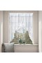 150x100cm White Embroidered Tulle Lace Curtains with Center Drawstring Pleats for Kitchen & Living Room