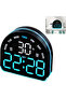 LED ambient light clock with dual displays, temperature monitoring, adjustable brightness, and multi-functional alarm clock, for home, office