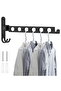 Black Wall-Mounted Clothes Rack made of Aluminum Alloy, Foldable Space-Saving Hanger for Laundry Rooms and Bedrooms