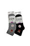 Women's 6 Pairs Cotton Booties Socks Seamless Brown Teddy Bear Patterned Black Gray