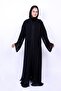 Elegant Black Chiffon Embroidered Lace Abaya - 5