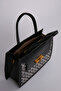 Monogram Printed Charm Detailed Long Strap Stylish Design Women's Hand and Shoulder Bag Black - 4