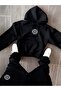 Unisex Women's and Men's Clover Printed Oversize 3 Thread Hooded Sweatshirt and Baggy Sweatpants