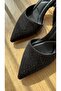 Stoned Black Stiletto Pointed Toe Heel 7 cm - 3