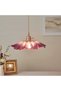 Retro LED pendant light with purple glass flowers, suitable for bars, bedrooms, homes, and interior porch lighting (bulb not included). - 2