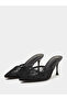 Black Polka Dot Pointed Toe Mesh High Heel Mules - 2