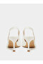 White Croc-Embossed Gold Detail High-Heel Slingbacks - 4