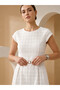 White Cap Sleeves Buckle Detail Midi Dress - 5