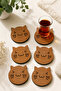 Cute Cat Wooden Coasters Set of 6 – Decorative Natural Wood Coffee & Tea Coasters - 3