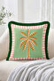 It's a Good Day to Be Happy Written Lemon, Palm Tree and Flower Patterned 4-Piece Fringed-Tasseled Throw Pillow Cover Set - 5