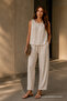 Sleeveless Natural Slouchy Blouse Pants Set - 3