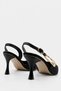 Women's Stiletto Classic Heeled Shoes Gold Buckle Detailed Pointed Toe Slingback - 8